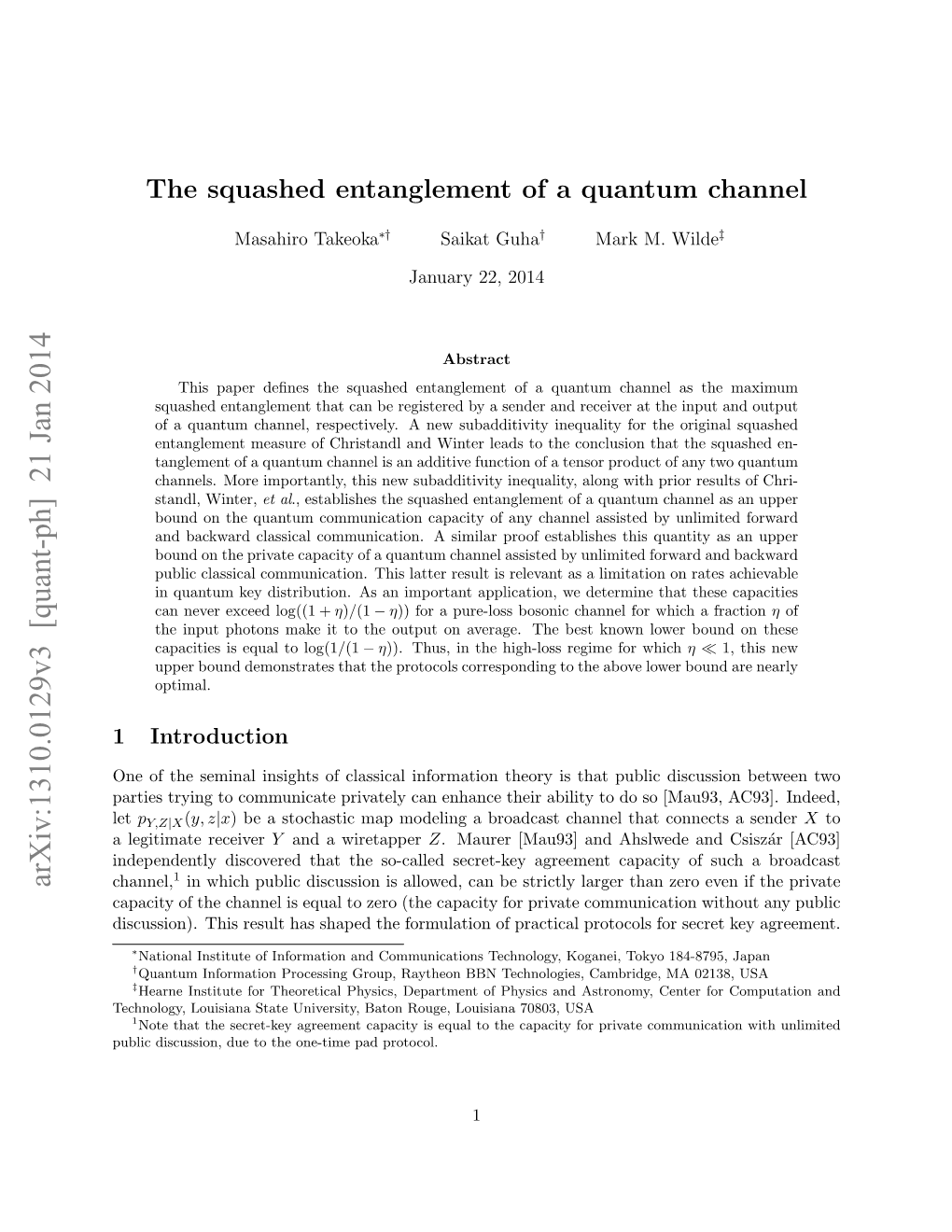 The Squashed Entanglement of a Quantum Channel