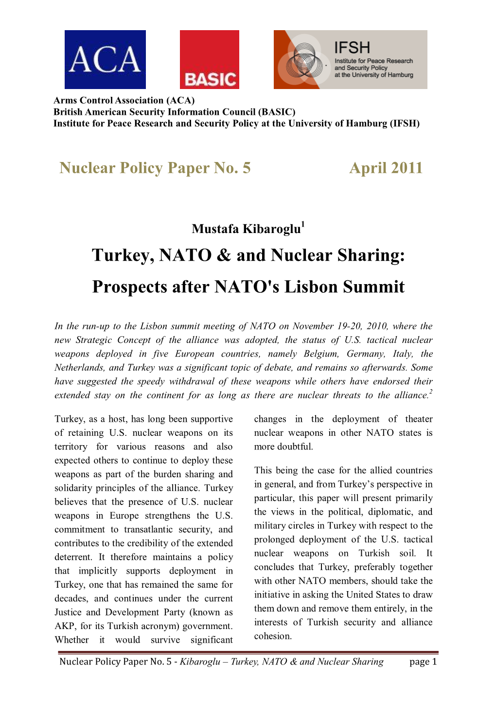 Turkey, NATO & and Nuclear Sharing