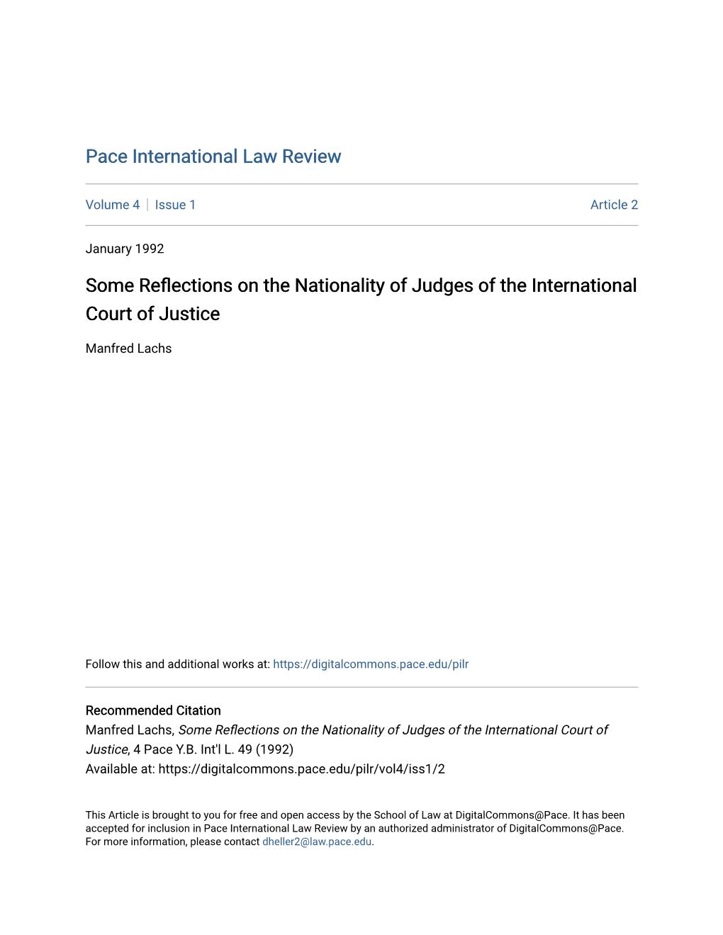 Some Reflections on the Nationality of Judges of the International Court of Justice