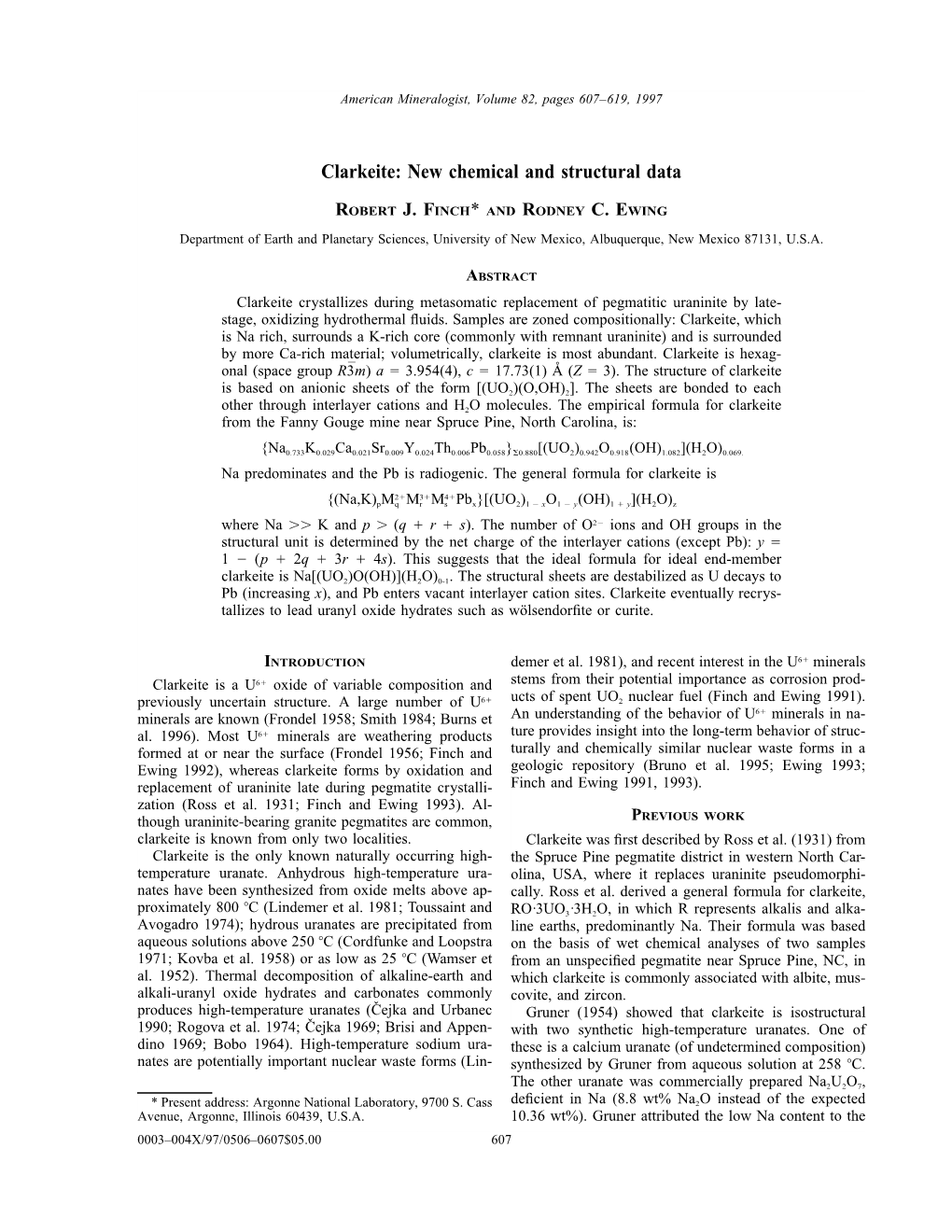 Clarkeite: New Chemical and Structural Data