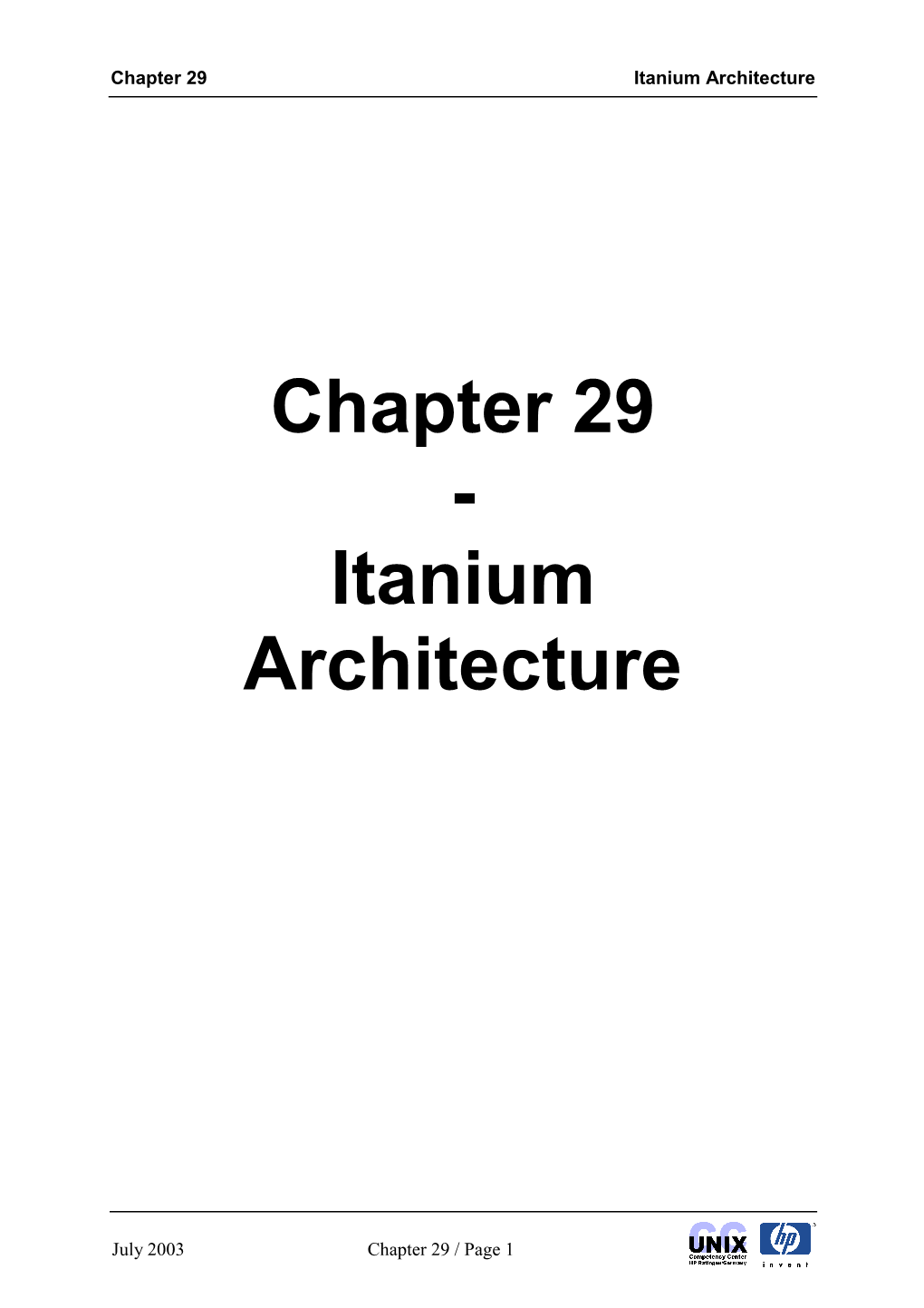 Chapter 29 Itanium Architecture