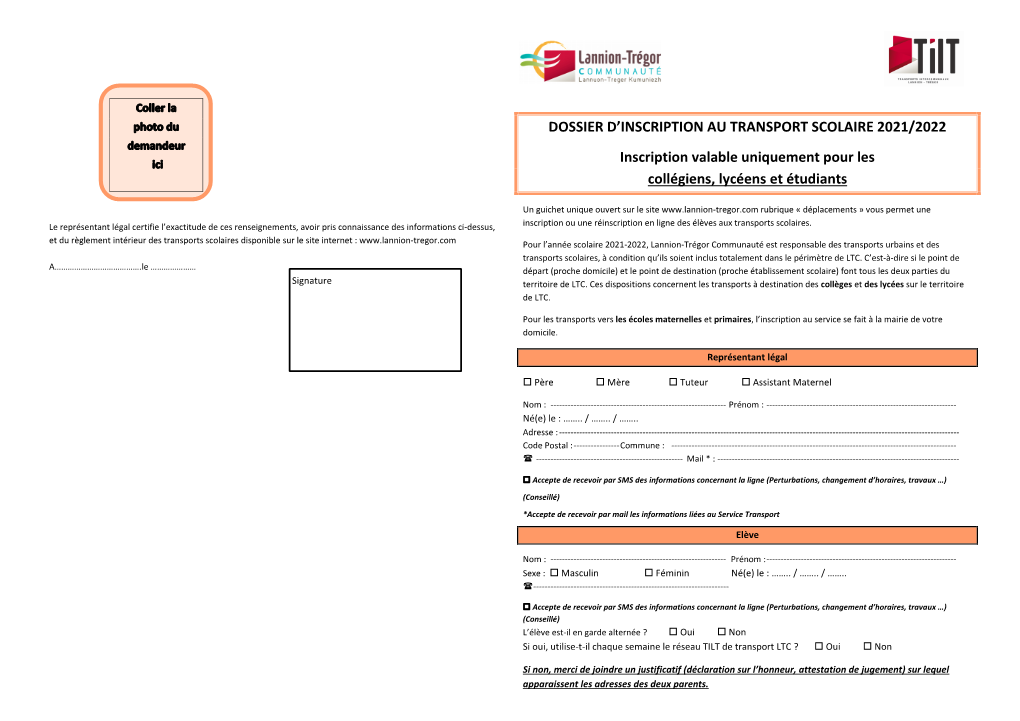 Dossier D'inscription 2021-2022