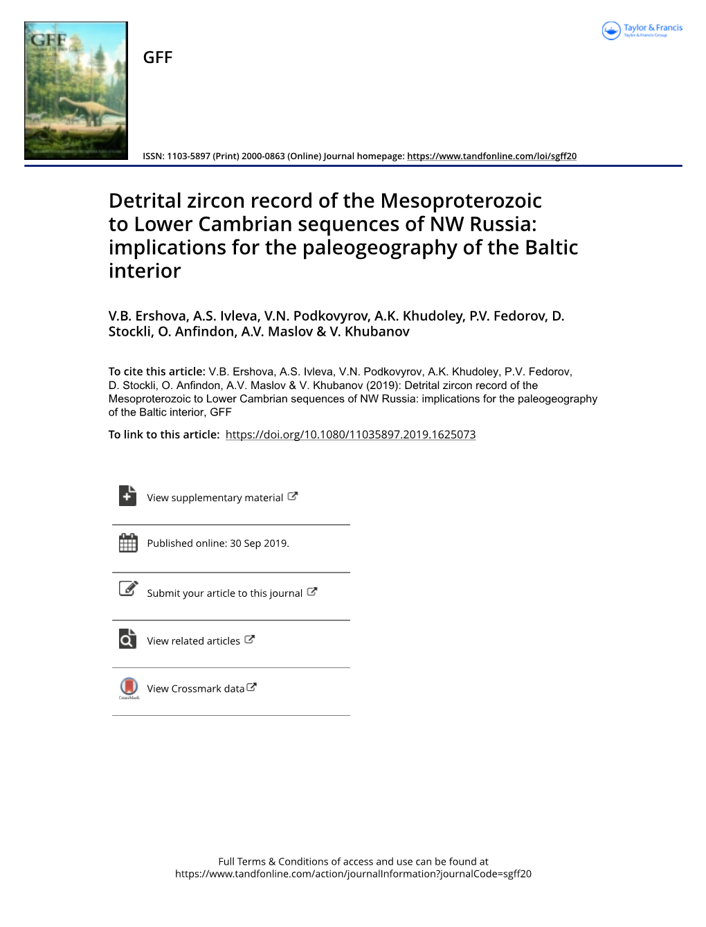 Detrital Zircon Record of the Mesoproterozoic to Lower Cambrian Sequences of NW Russia: Implications for the Paleogeography of the Baltic Interior