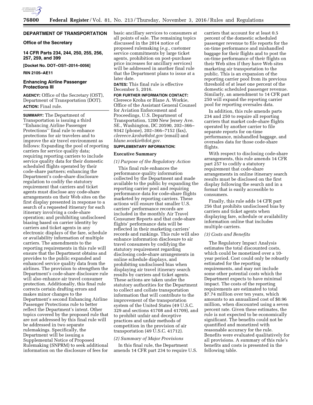 Federal Register/Vol. 81, No. 213/Thursday, November 3, 2016