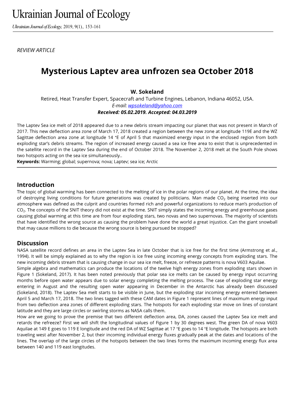 Mysterious Laptev Area Unfrozen Sea October 2018