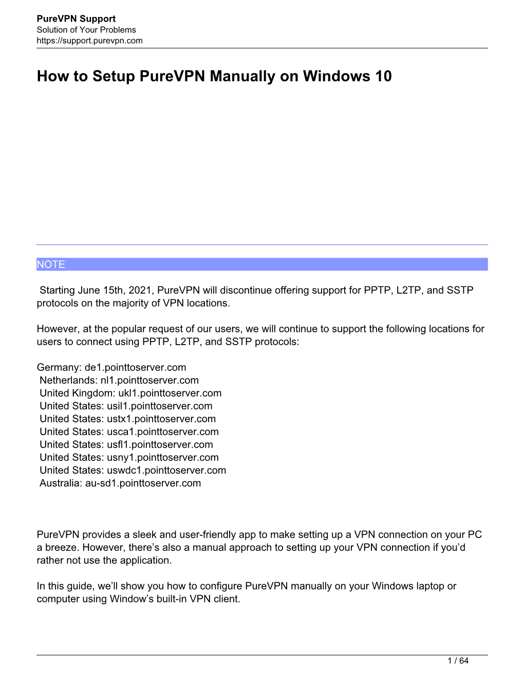How to Setup Purevpn Manually on Windows 10