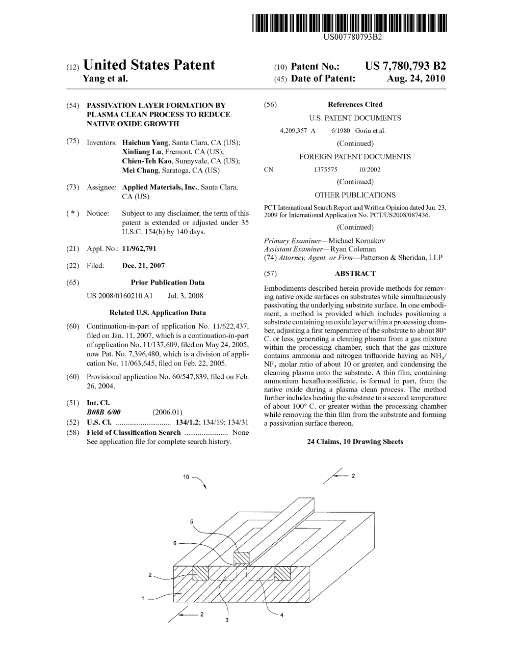 (12) United States Patent (10) Patent No.: US 7,780,793 B2 Yang Et Al