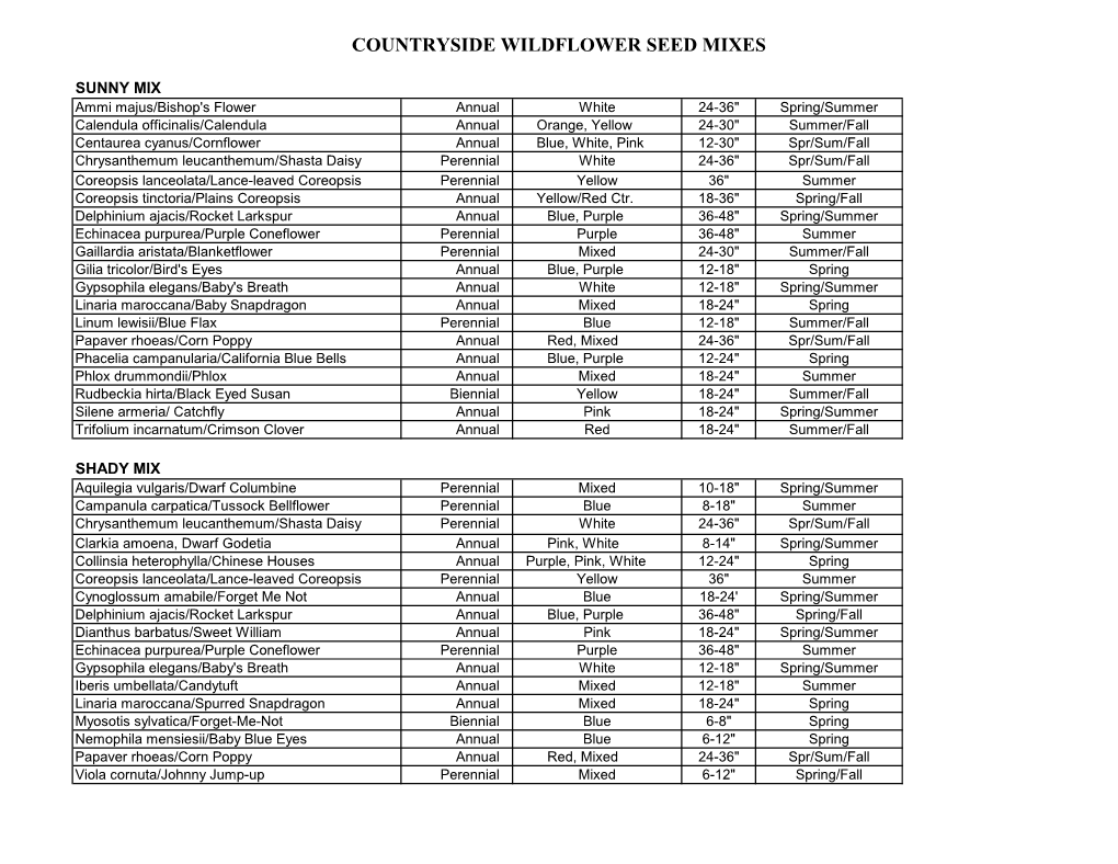 Countryside Wildflower Seed Mixes