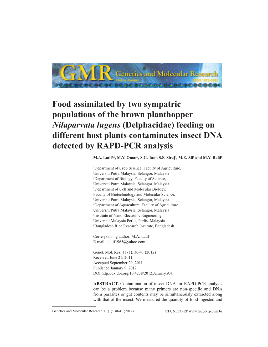 Food Assimilated by Two Sympatric Populations of the Brown