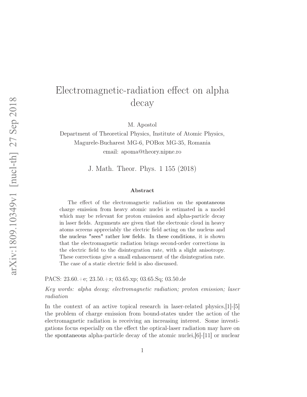 Electromagnetic-Radiation Effects on Alpha Decay