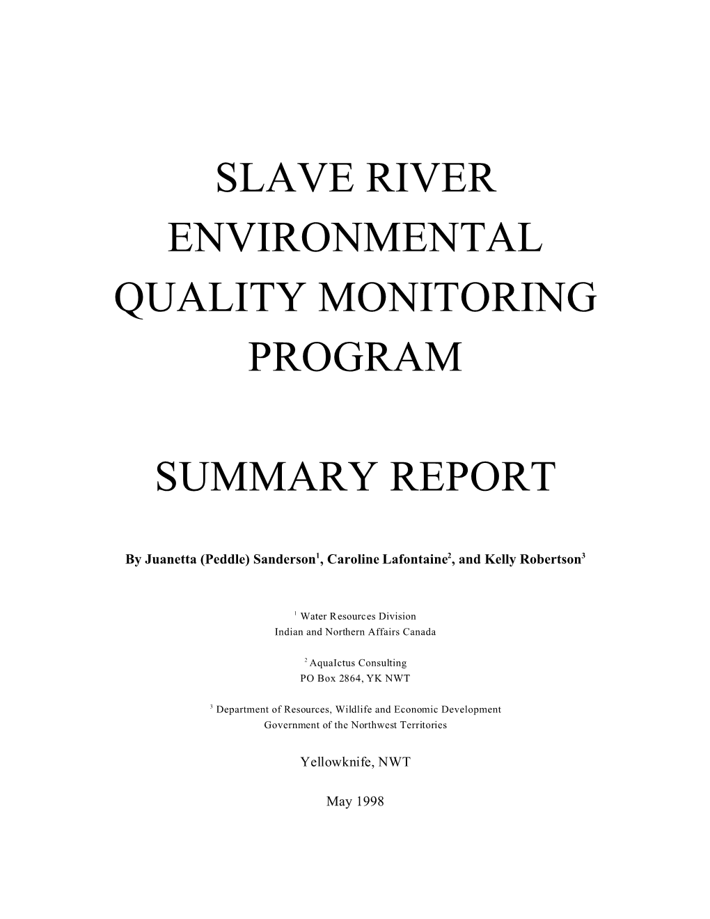 Slave River Environmental Quality Monitoring Program