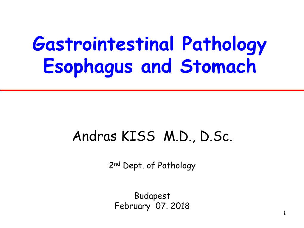 Gastrointestinal Pathology Esophagus and Stomach