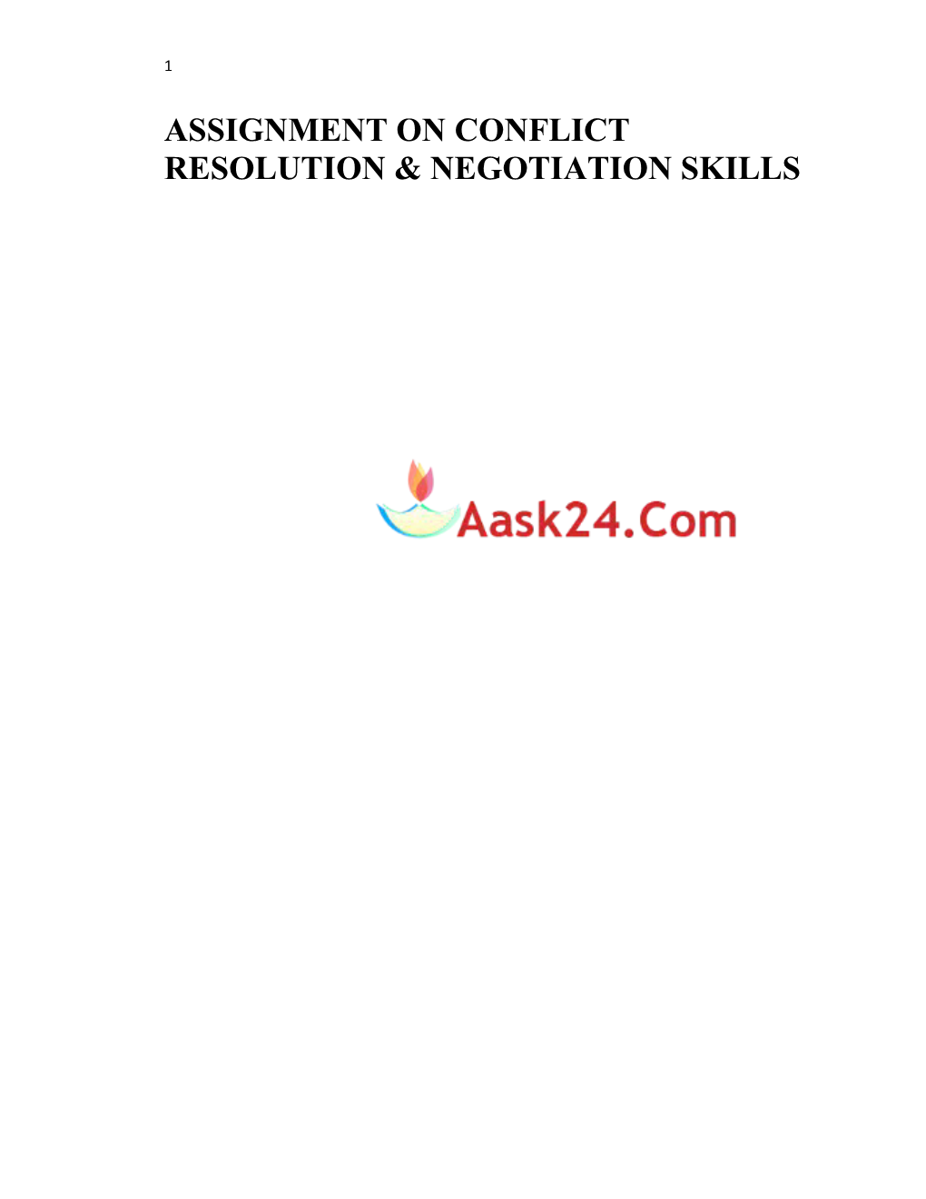 Assignment on Conflict Resolution & Negotiation Skills