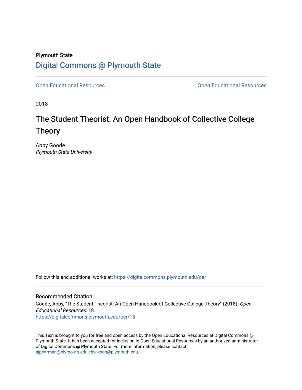 An Open Handbook of Collective College Theory