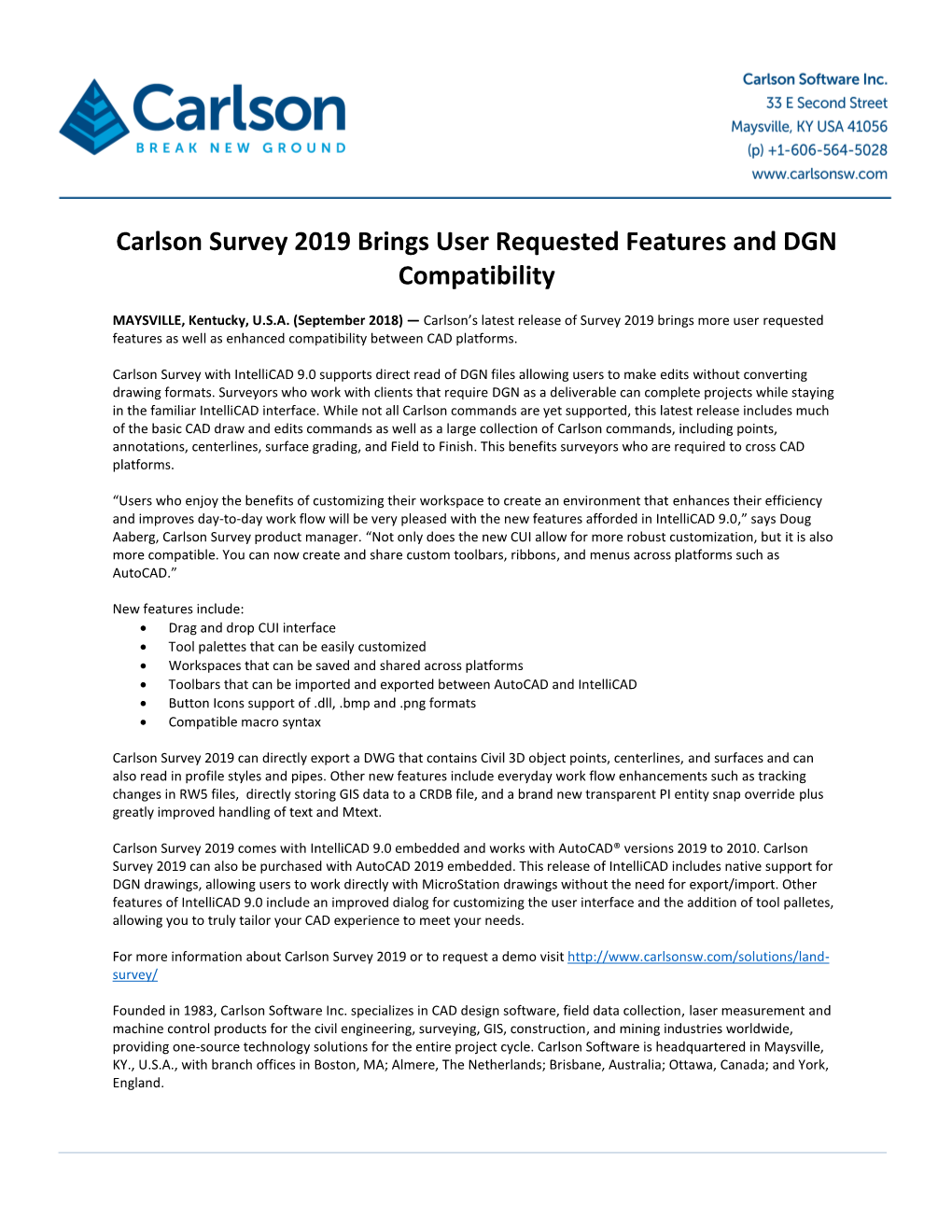 Carlson Software Business Summary