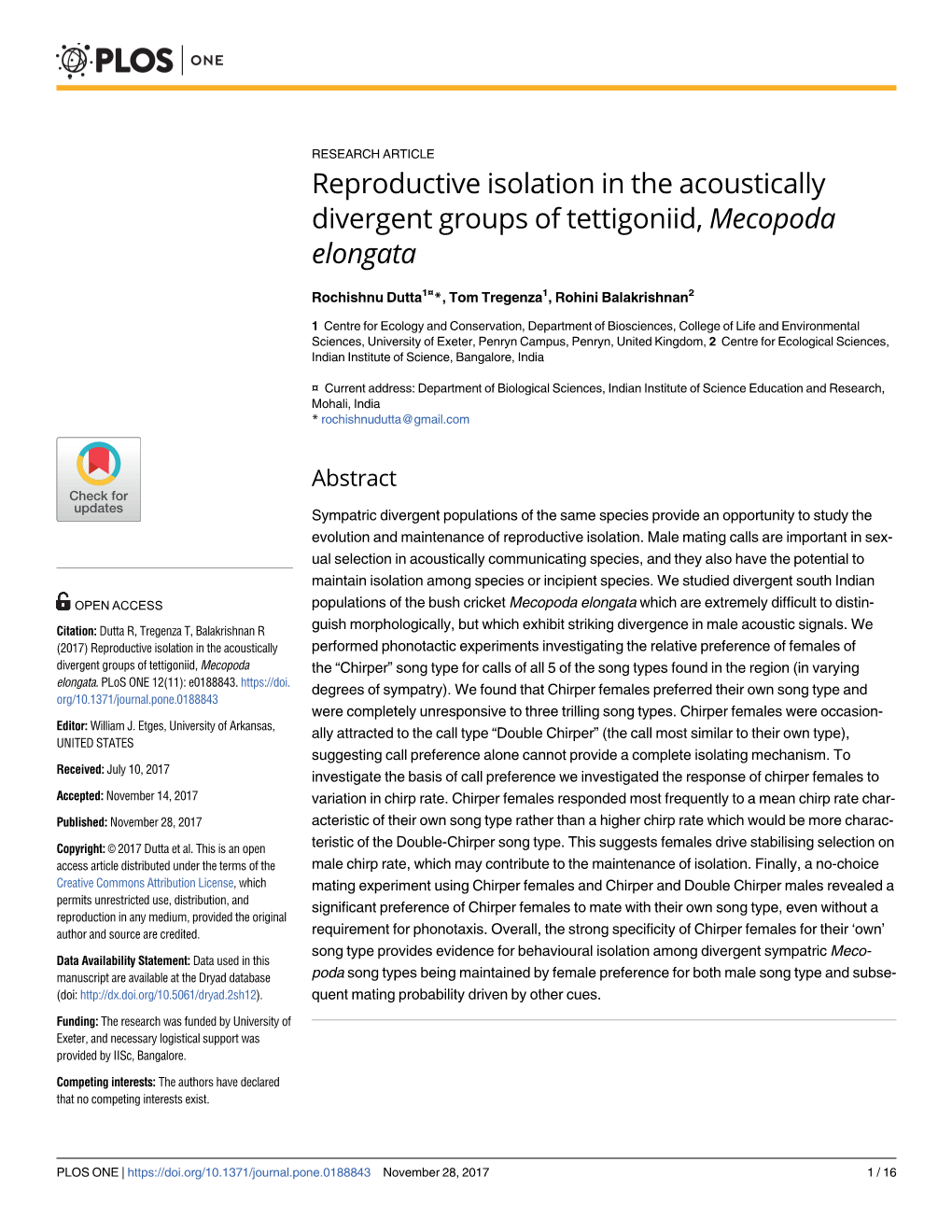 Reproductive Isolation in the Acoustically Divergent Groups of Tettigoniid, Mecopoda Elongata