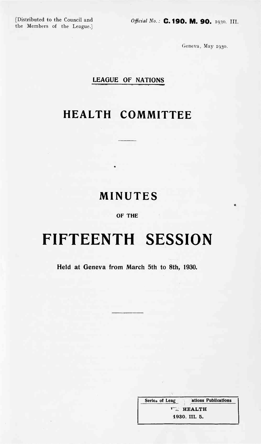 Fifteenth Session