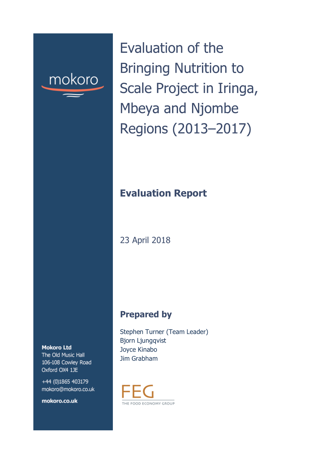 Evaluation of the Bringing Nutrition to Scale Project in Iringa, Mbeya and Njombe