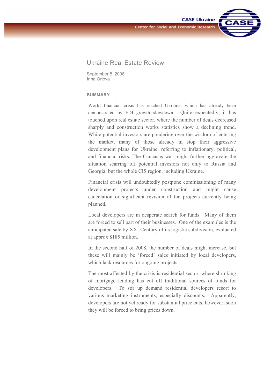Ukraine Real Estate Review