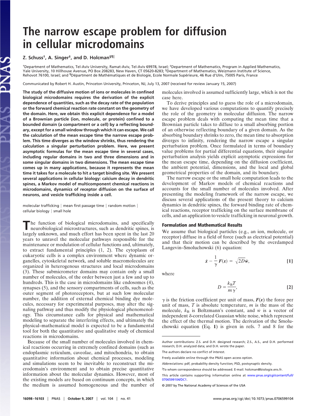 The Narrow Escape Problem for Diffusion in Cellular Microdomains