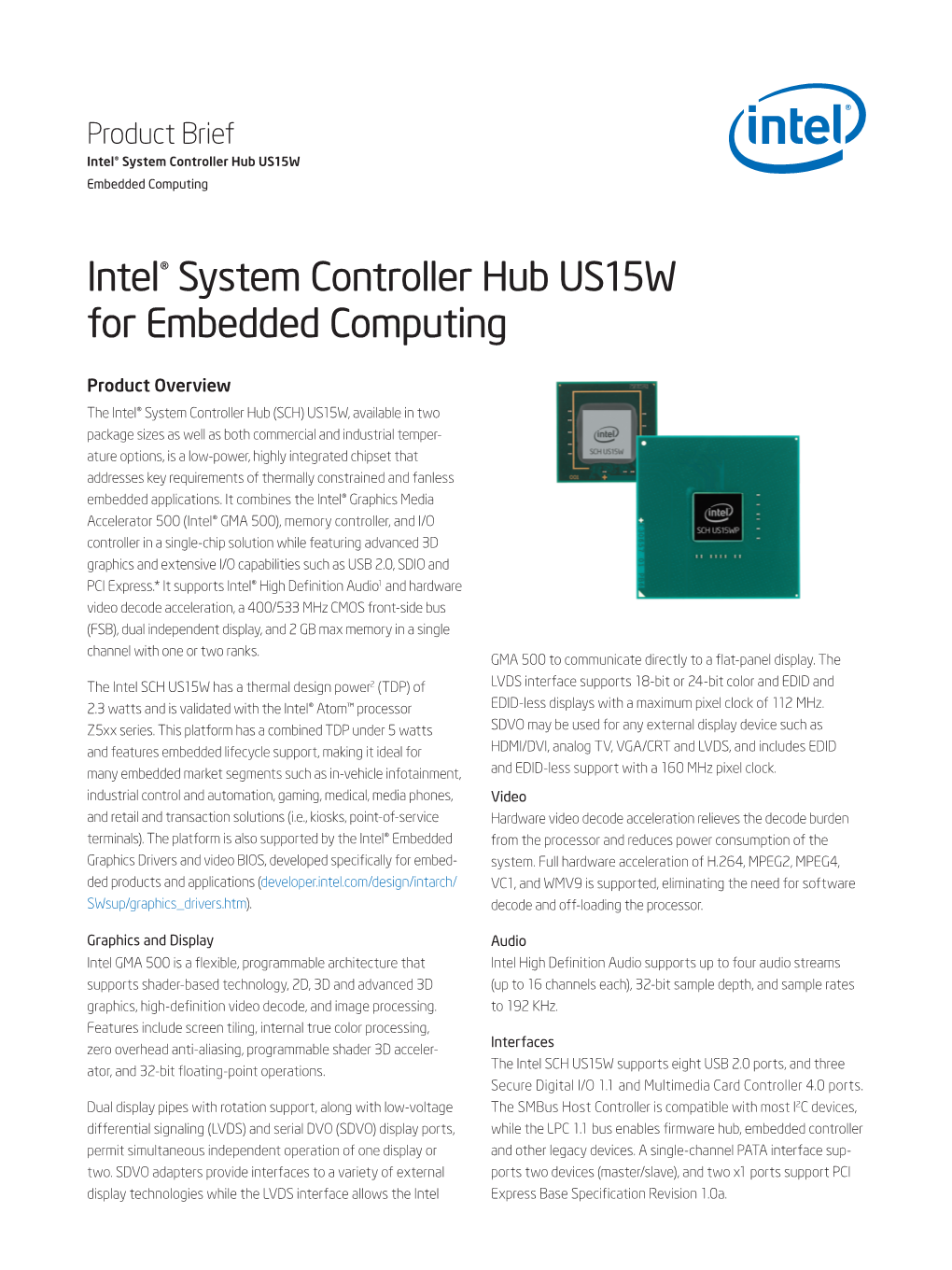 Intel® System Controller Hub US15W for Embedded Computing