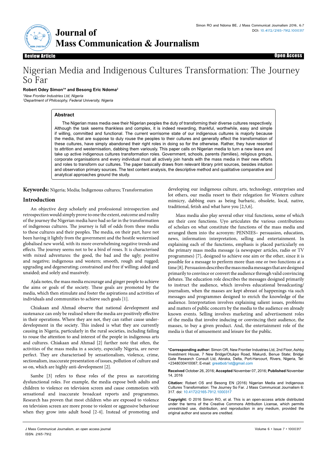 Nigerian Media and Indigenous Cultures Transformation