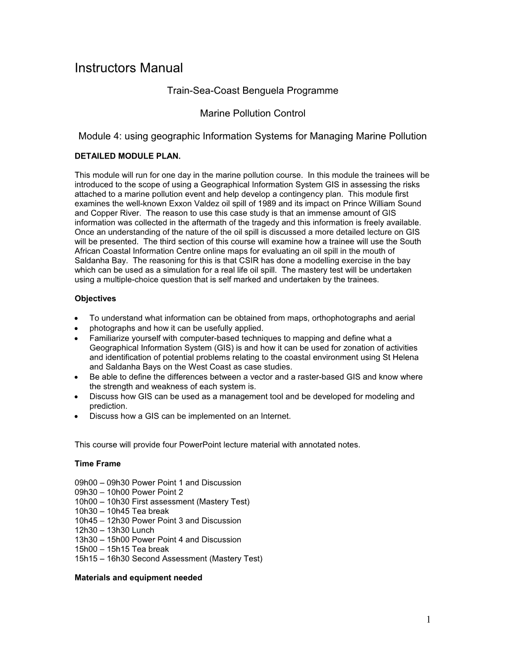 Module 4: Using Geographic Information Systems for Managing Marine Pollution