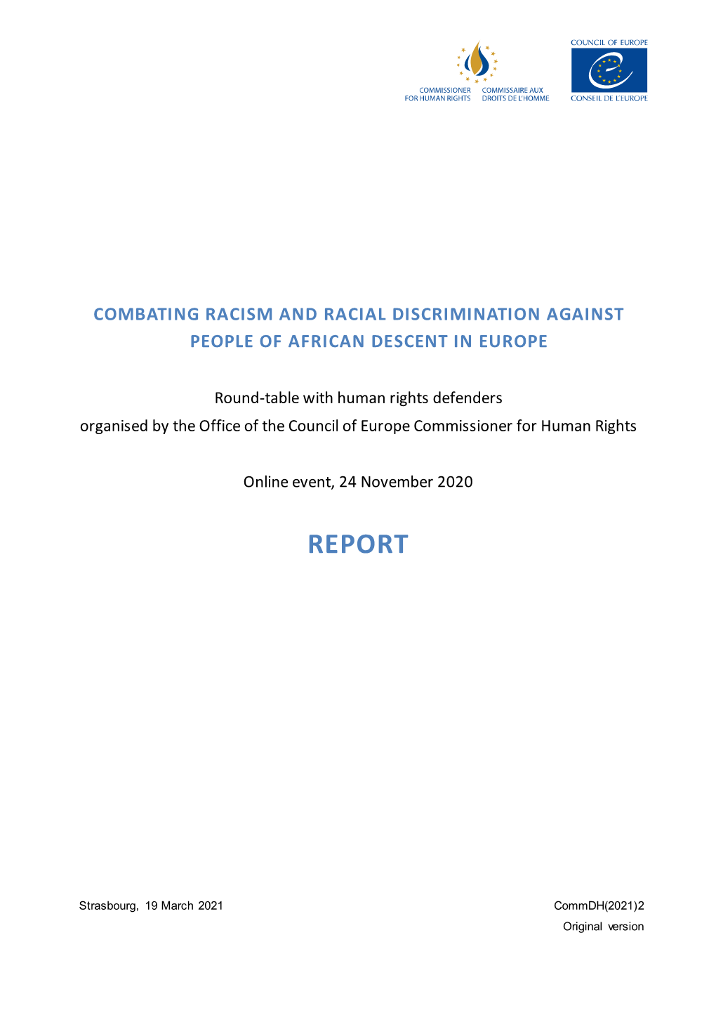 Combating Racism and Racial Discrimination Against People of African Descent in Europe