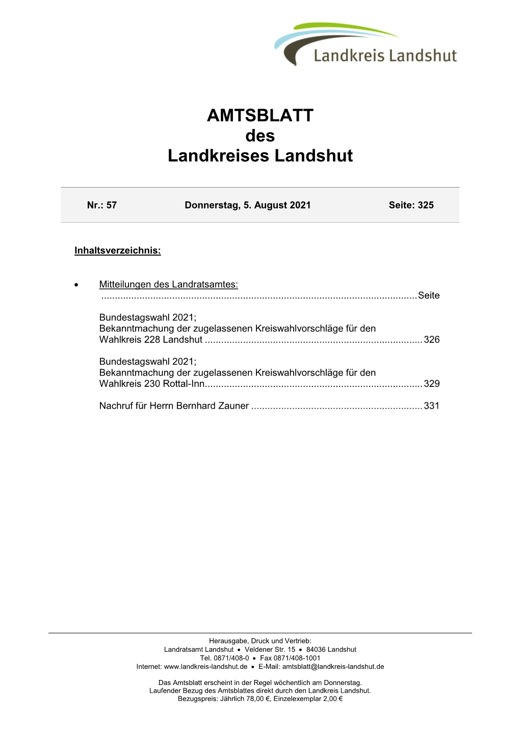 AMTSBLATT Des Landkreises Landshut