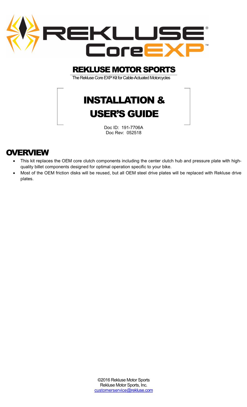 Installation Notes for EXP MX Test Clutch