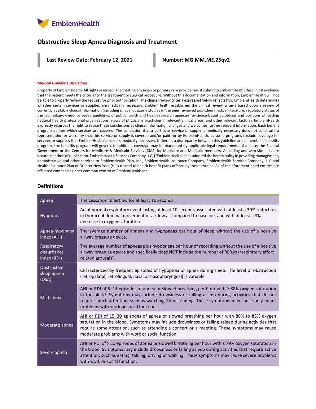 Obstructive Sleep Apnea Diagnosis and Treatment