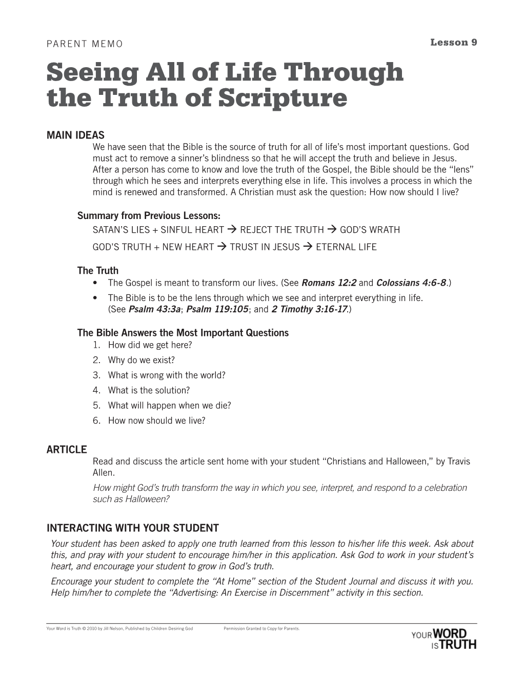 Seeing All of Life Through the Truth of Scripture