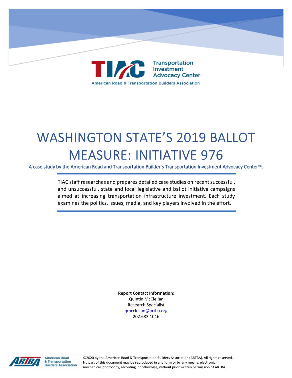 Washington State's 2019 Ballot Measure: Initiative