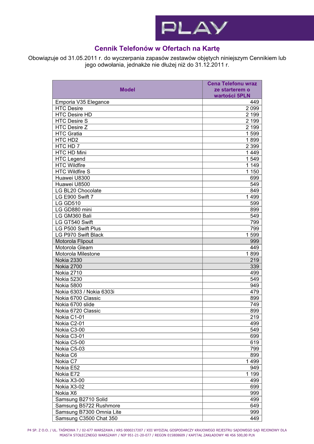 Cennik Telefonów W Ofertach Na Kartę