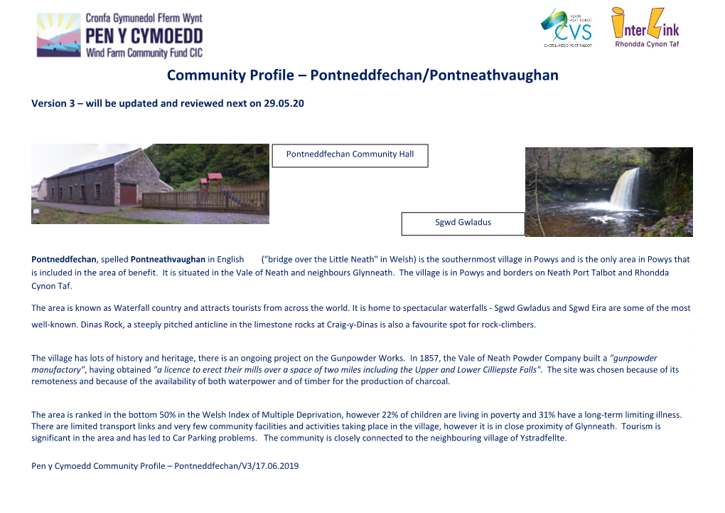 Community Profile – Pontneddfechan/Pontneathvaughan