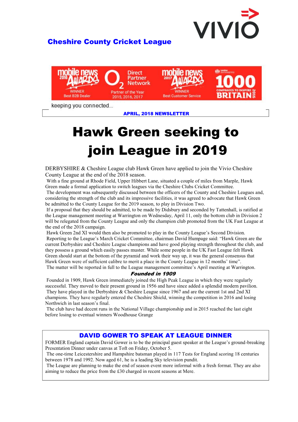 Hawk Green Seeking to Join League in 2019