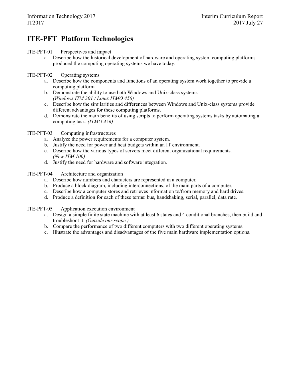 ITE-PFT Platform Technologies