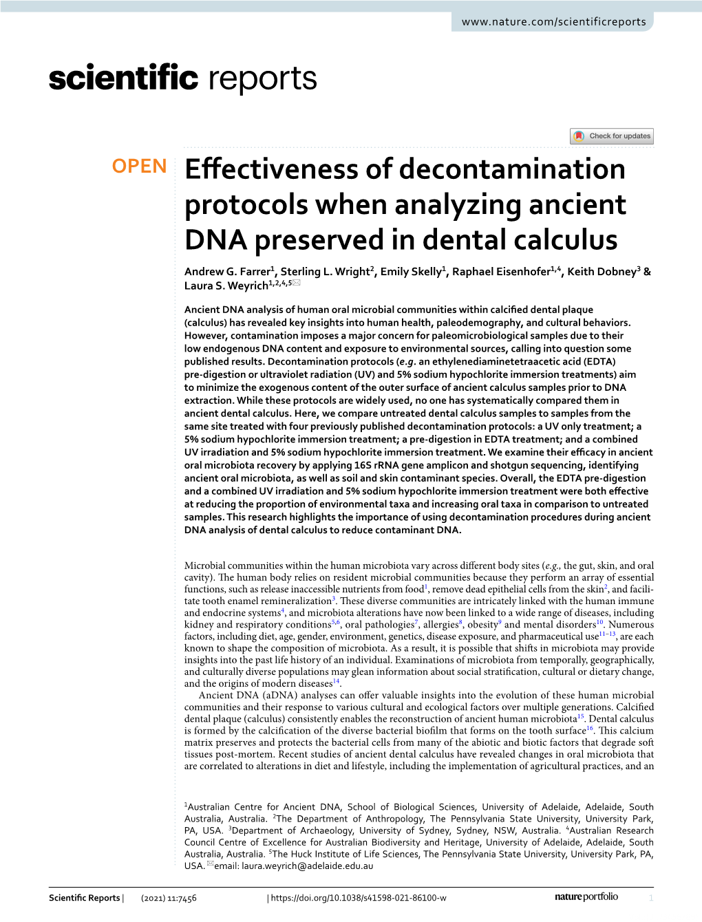 Effectiveness of Decontamination Protocols When Analyzing Ancient