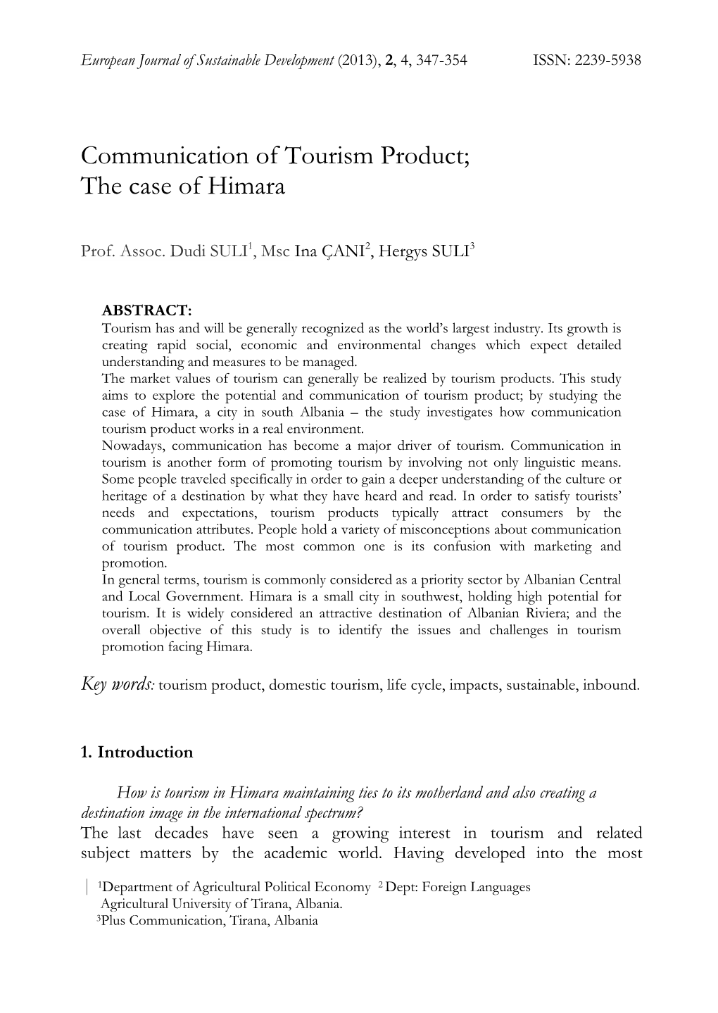 Communication of Tourism Product; the Case of Himara