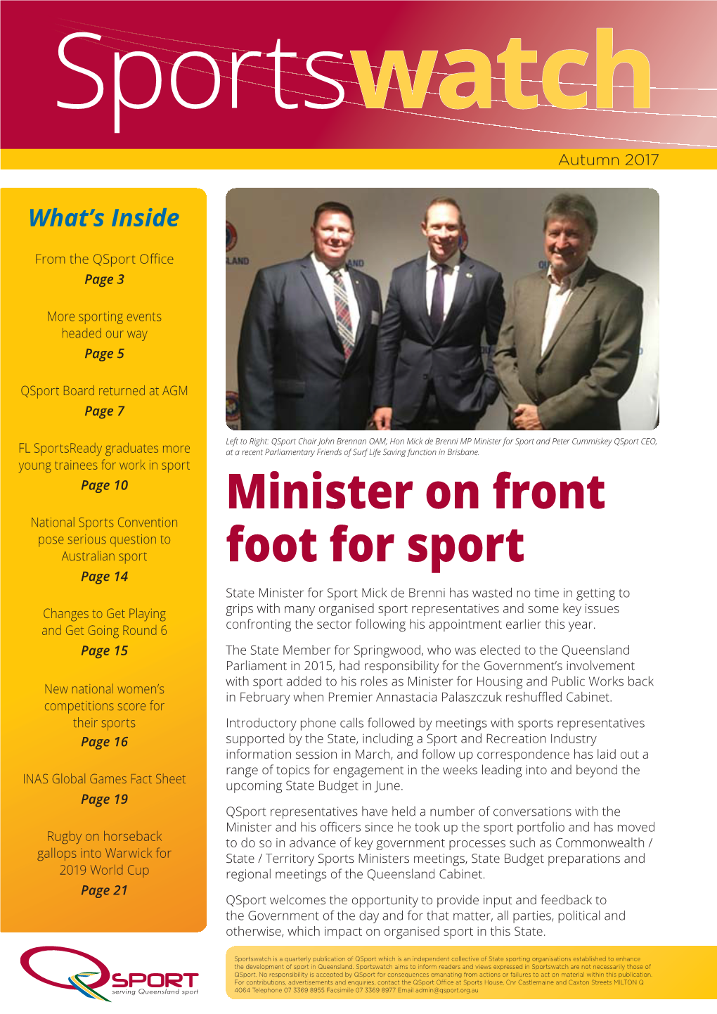 Minister on Front Foot for Sport