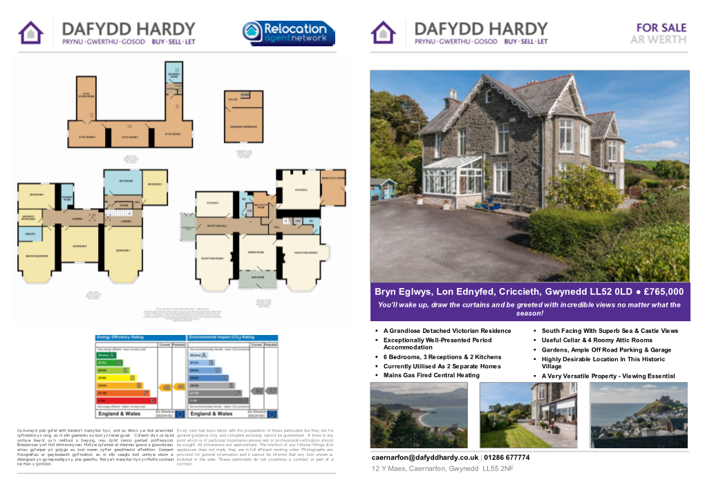 Bryn Eglwys, Lon Ednyfed, Criccieth, Gwynedd LL52 0LD £765,000