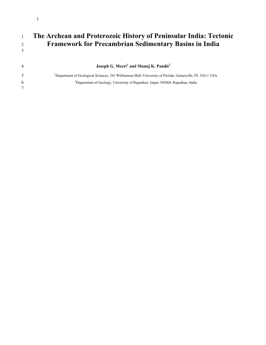 Tectonic Framework for Precambrian Sedimentary Basins in India