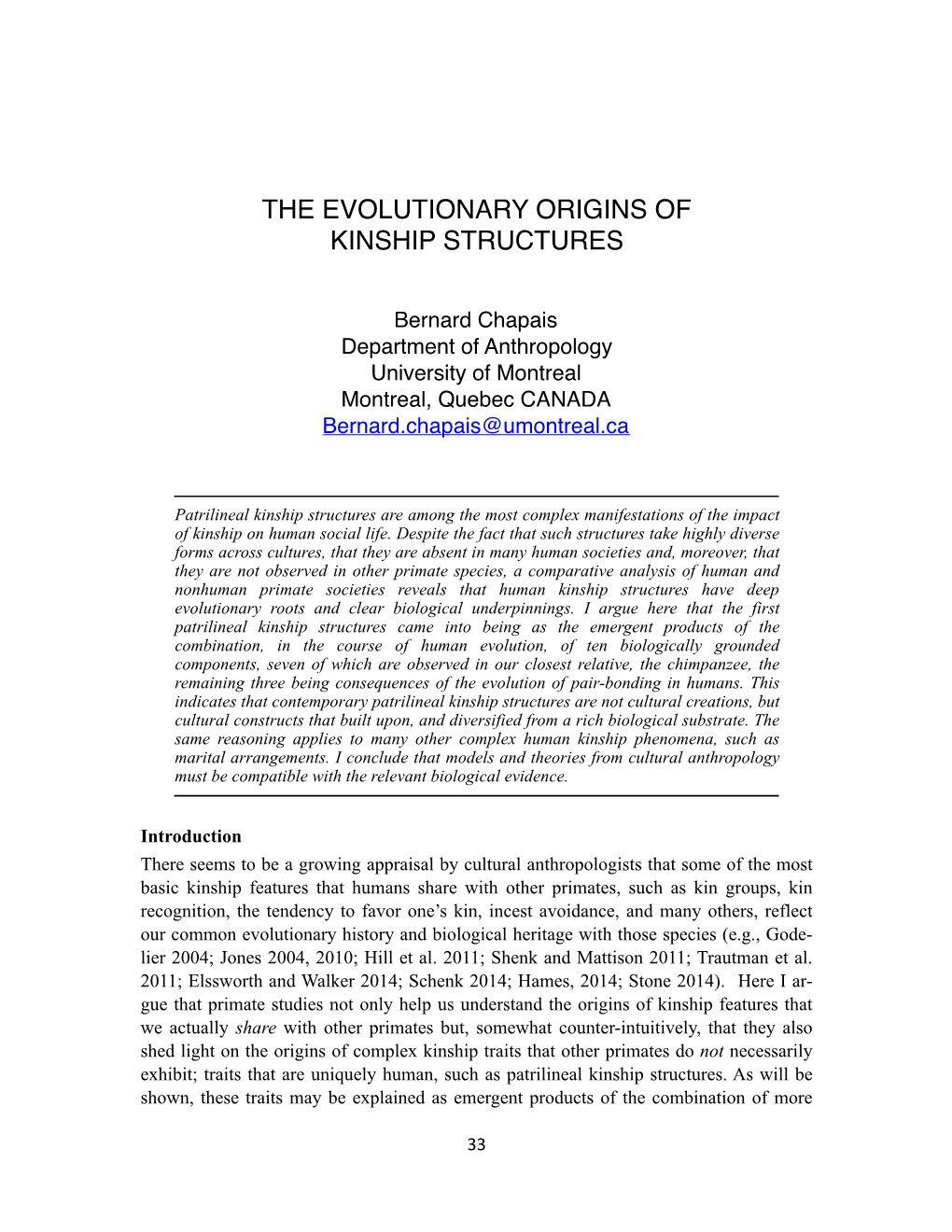 The Evolutionary Origins of Kinship Structures