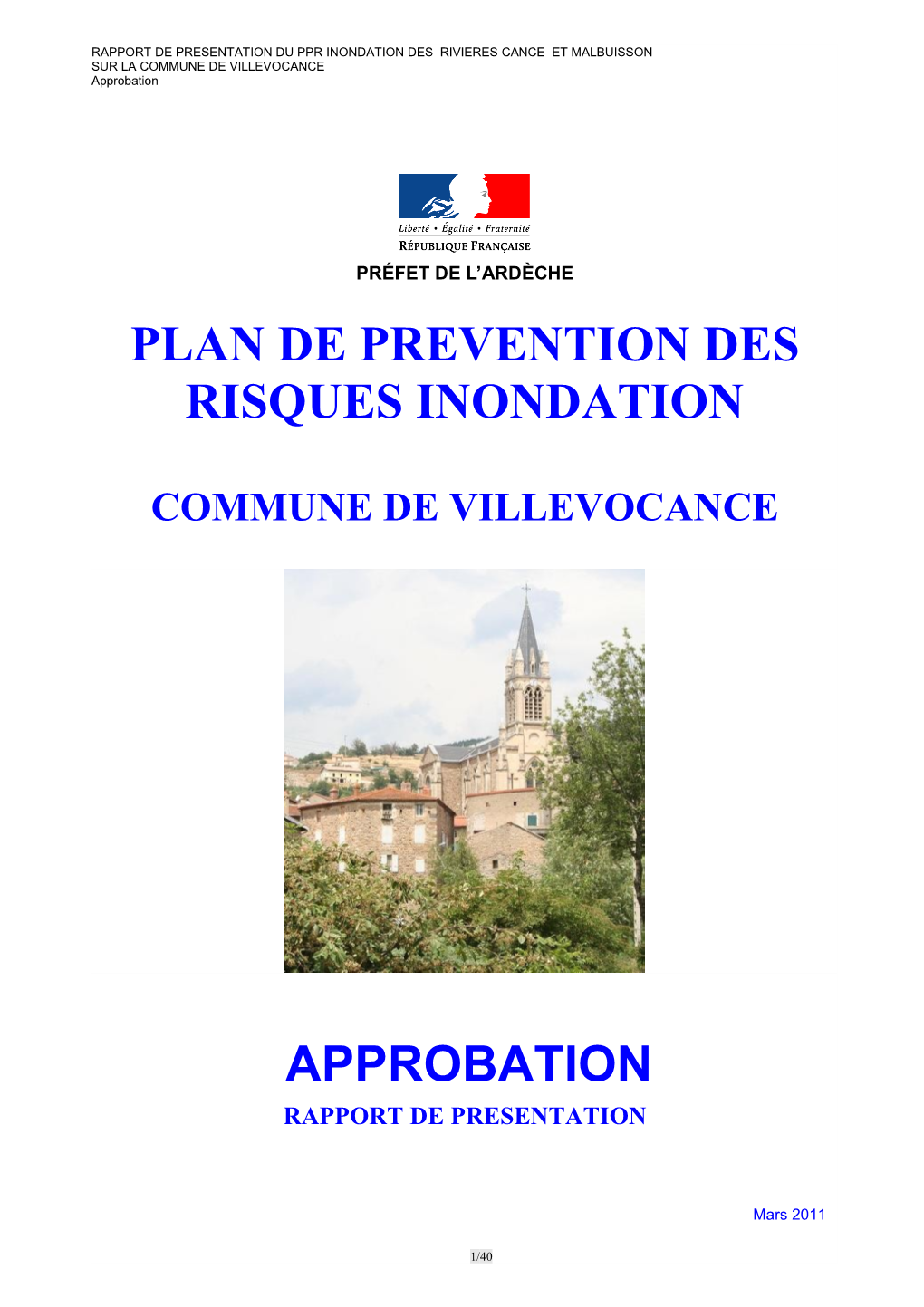 1Ère PARTIE : LE PLAN DE PREVENTION DES RISQUES INONDATION