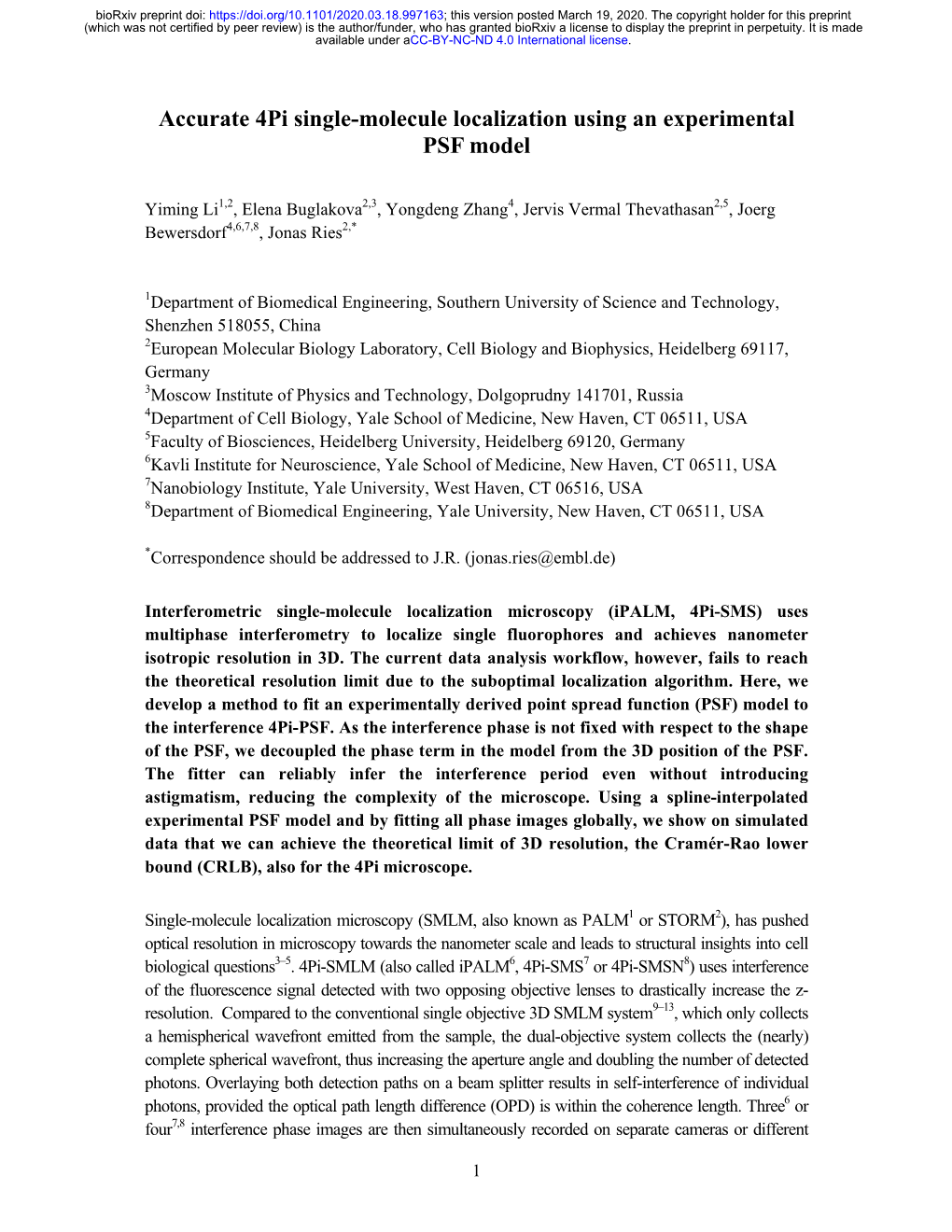 Accurate 4Pi Single-Molecule Localization Using an Experimental PSF Model