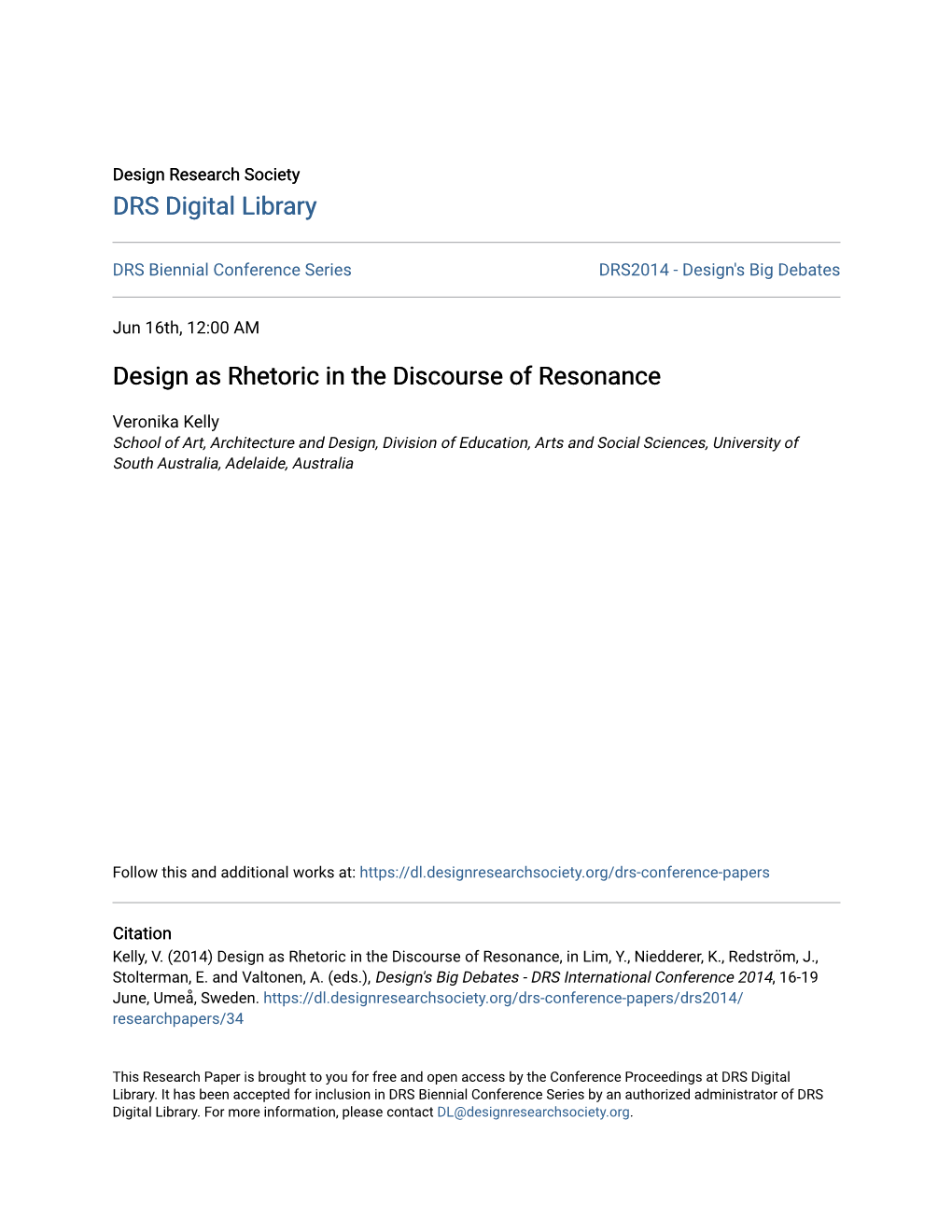 Design As Rhetoric in the Discourse of Resonance