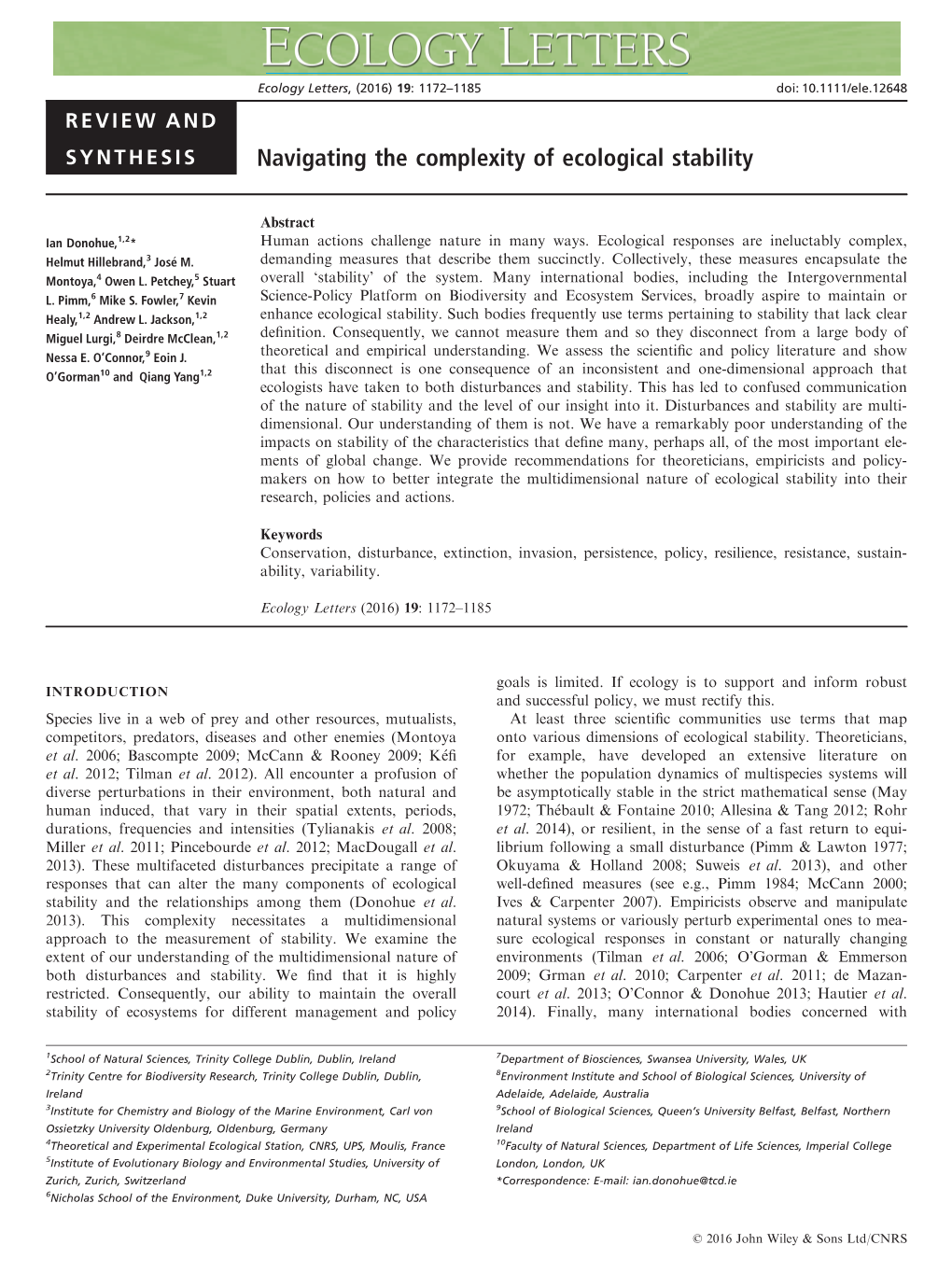 Navigating the Complexity of Ecological Stability