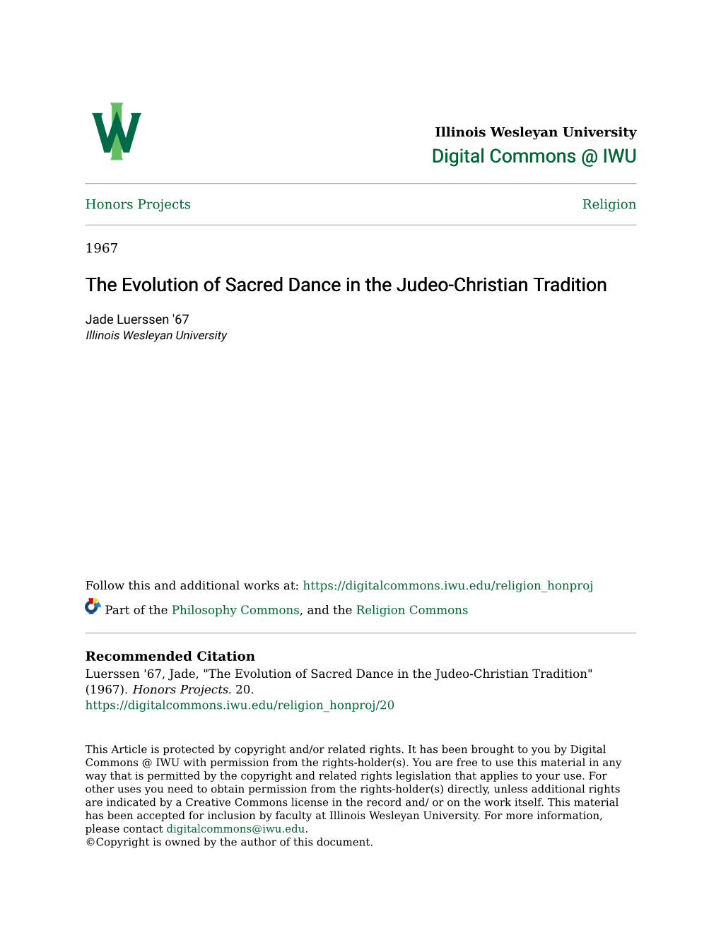 The Evolution of Sacred Dance in the Judeo-Christian Tradition