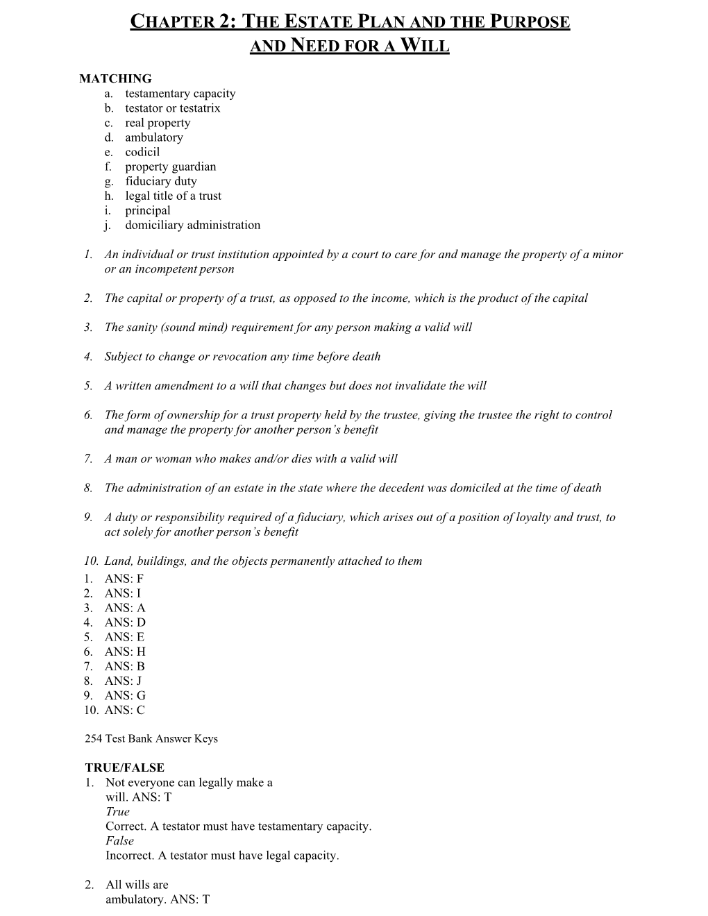 Chapter 2: the Estate Plan and the Purpose and Need for a Will