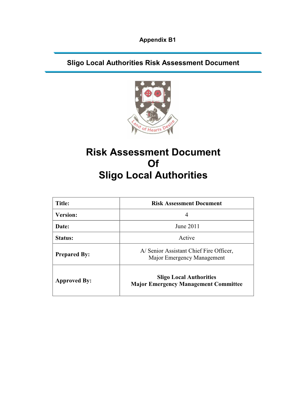 Sligo Local Authorities Risk Assessment Document